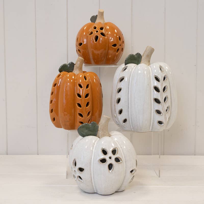 Led Pumpkin With Open Leaf Detail