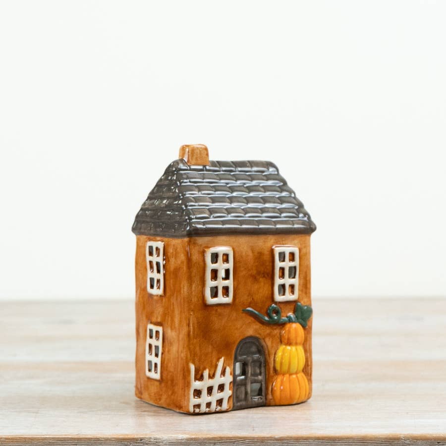 Candle House with Pumpkin, 17cm