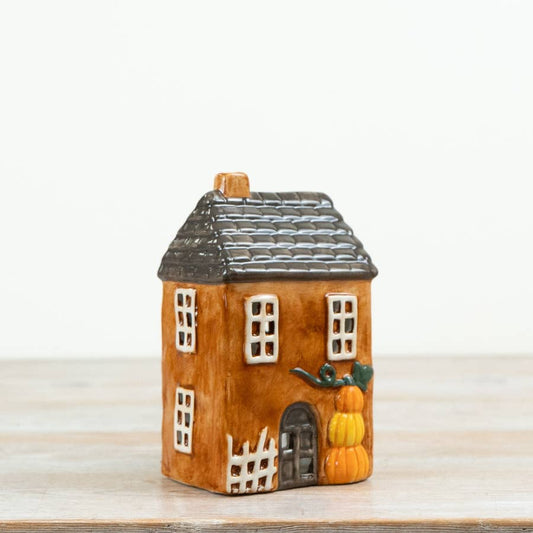 Candle House with Pumpkin, 17cm