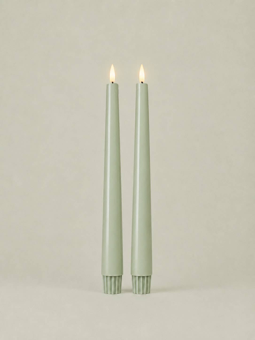 LED Taper Candles Set of 2 21.5cm – Sage Whisper | Real Wax