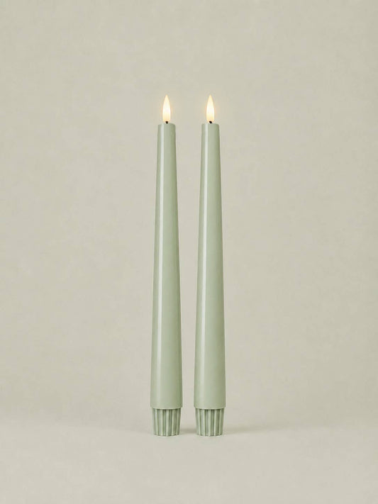 LED Taper Candles Set of 2 21.5cm – Sage Whisper | Real Wax