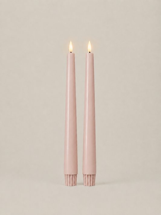 LED Taper Candles Set of 2 21.5cm – Powder Rose | Real Wax