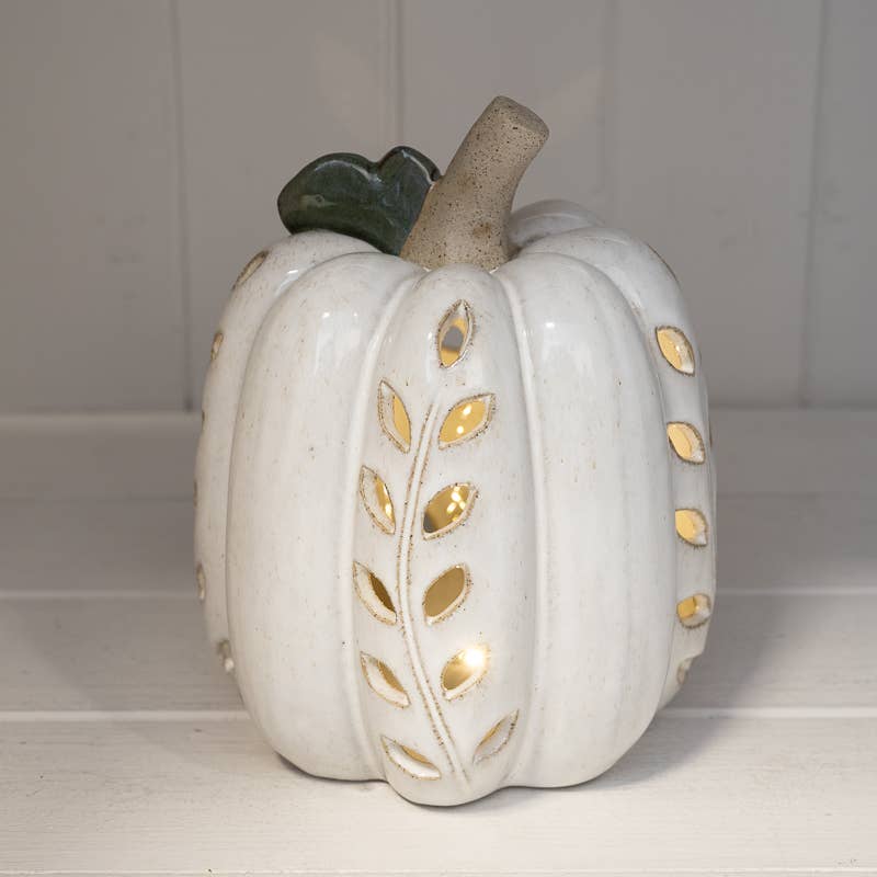 Led Pumpkin With Open Leaf Detail
