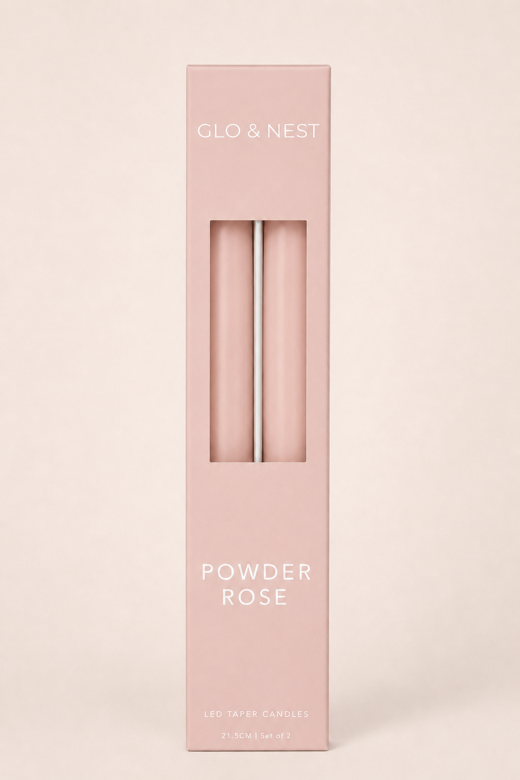 LED Taper Candles Set of 2 21.5cm – Powder Rose | Real Wax